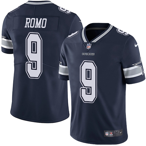 Nike Cowboys #9 Tony Romo Navy Blue Team Color Men's Stitched NFL Vapor Untouchable Limited Jersey - Click Image to Close